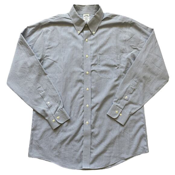 Brooks Brothers Blue and White Button Down Long Sleeve Dress Shirts 16.5 - 4/5 - Picture 3 of 16